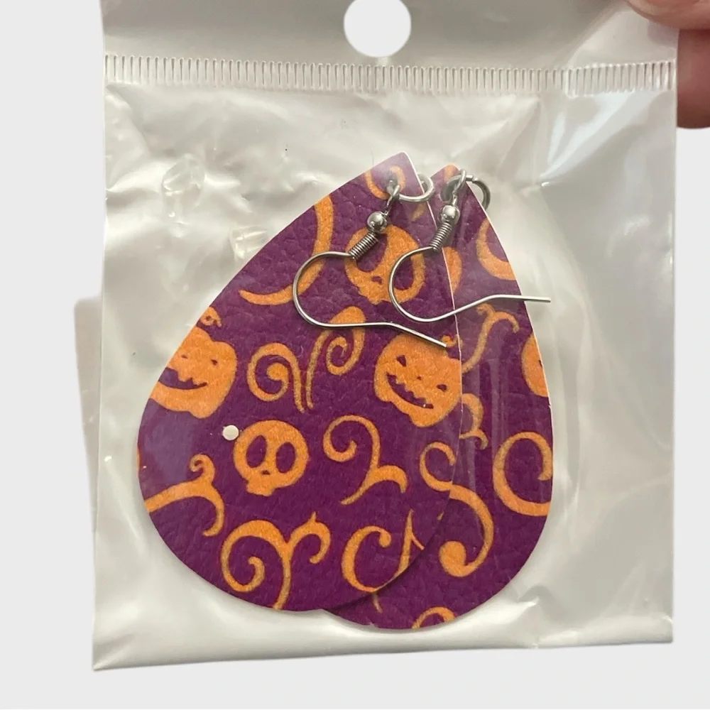 Halloween Pumpkin Teardrop Earrings
